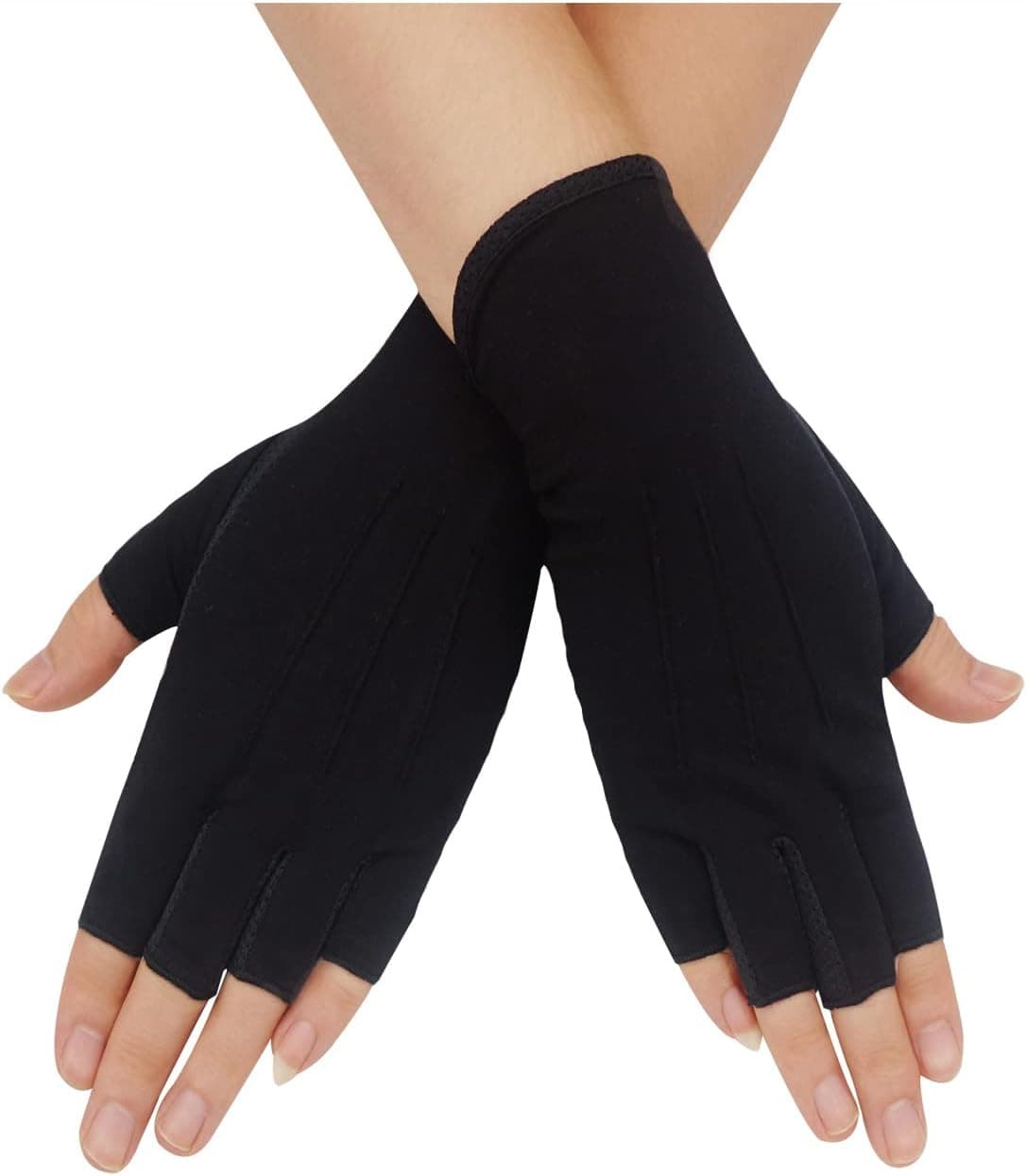 Bienvenu Men's Summer UV Protection Half Finger Gloves - Black