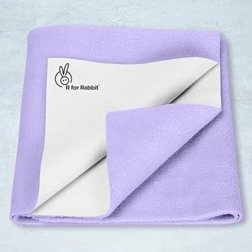 R for Rabbit Waterproof Quick Dry Sheet Bliss for Baby | Anti-Piling Fleece Breatheable Fabric Extra Absorbent Instant Dry Baby Bed/Cot Protector Mat (Size-M,Purple)