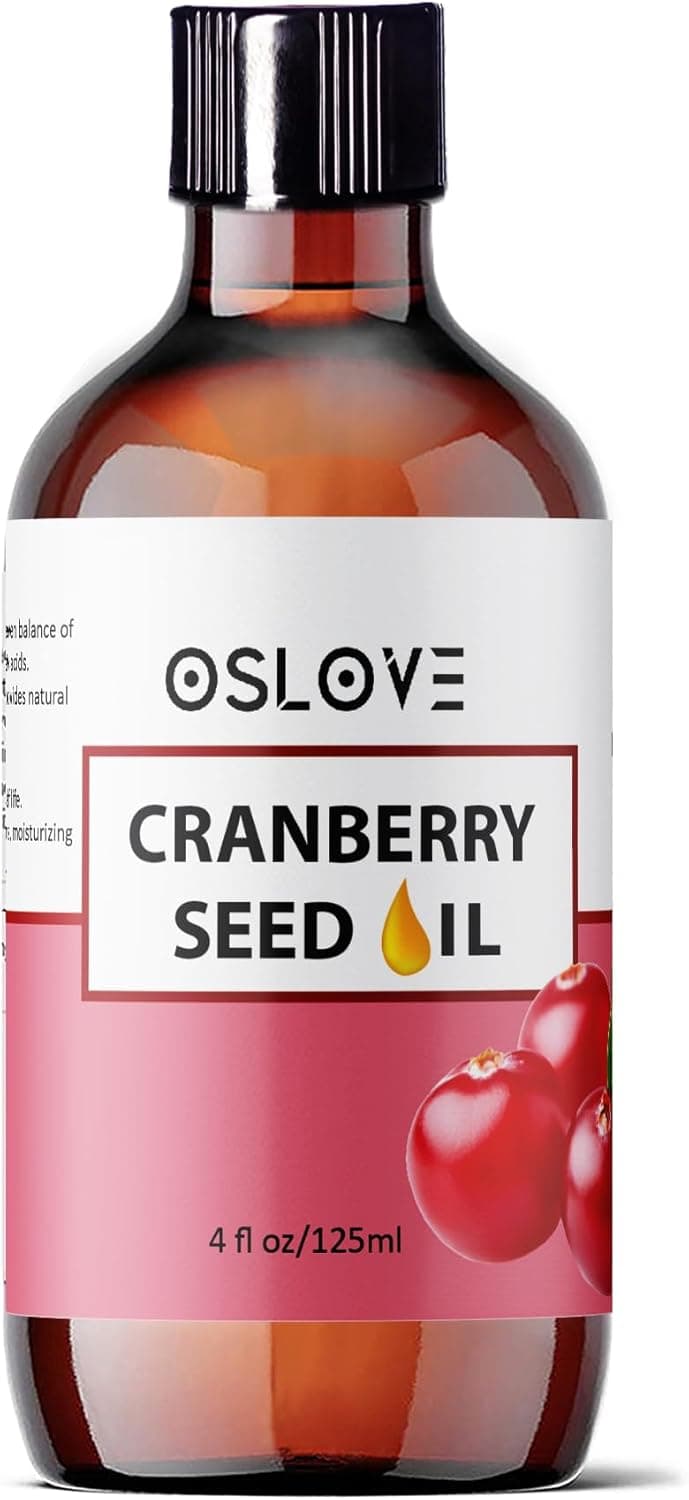 OSLOVE Unrefined Cranberry Seed Oil 4 oz Cold Pressed Extracted from Cranberry Seeds Great Moisturizer for Skin and Hair AntiAging and Softening for Skin