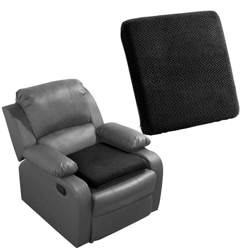 HOMBYS Tufted Furry Recliner Seat Cushion for Elderly Foam Curved Edge Large Square Seat Cushion for Office Chair, Car, Floor Pillow, No Pressure on Thighs (Black)