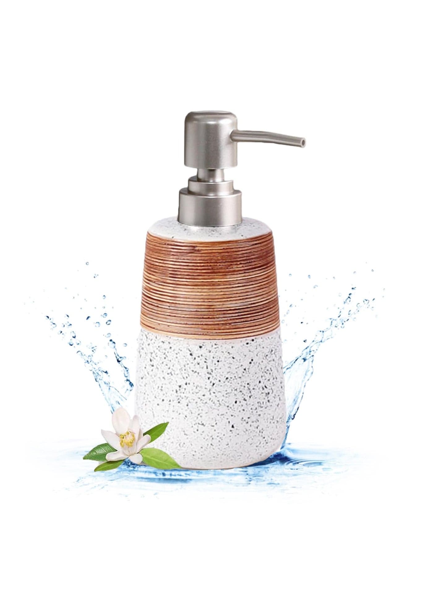 Hand Soap Dispenser, 14.2oz Ceramic Dish Soap Dispenser with Silver Pump, Refillable Liquid Soap and Lotion Dispenser, Modern Home Bathroom Decor, Suitable for Kitchen, White
