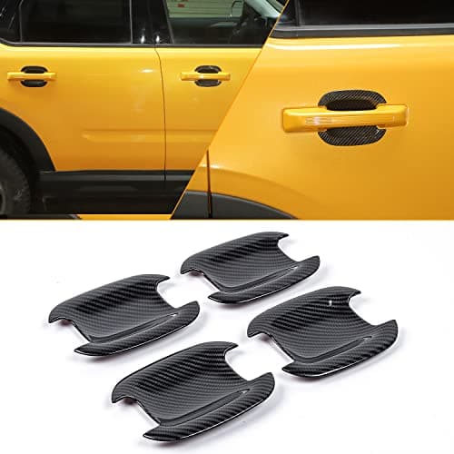for Ford Bronco Sport 2021 2022 Car Door Outside Handle Bowl Cover Scratch Protector for Ford Bronco Sport 2021 2022 ABS4PcsSet Carbon Fiber Black