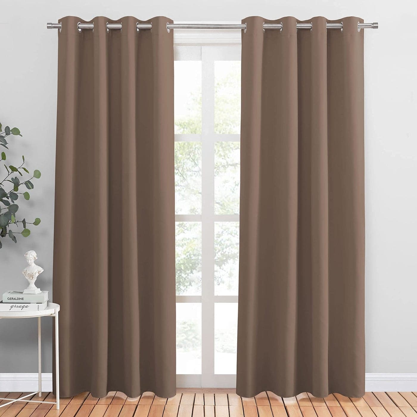 PONY DANCE Window Curtain Panels Grommets Top Thermal Insulated Light Blocking Curtain Covers for Bedroom Dining RoomSliding Door and Closet 55 Width by 80 Inches Length Mocha Pack2