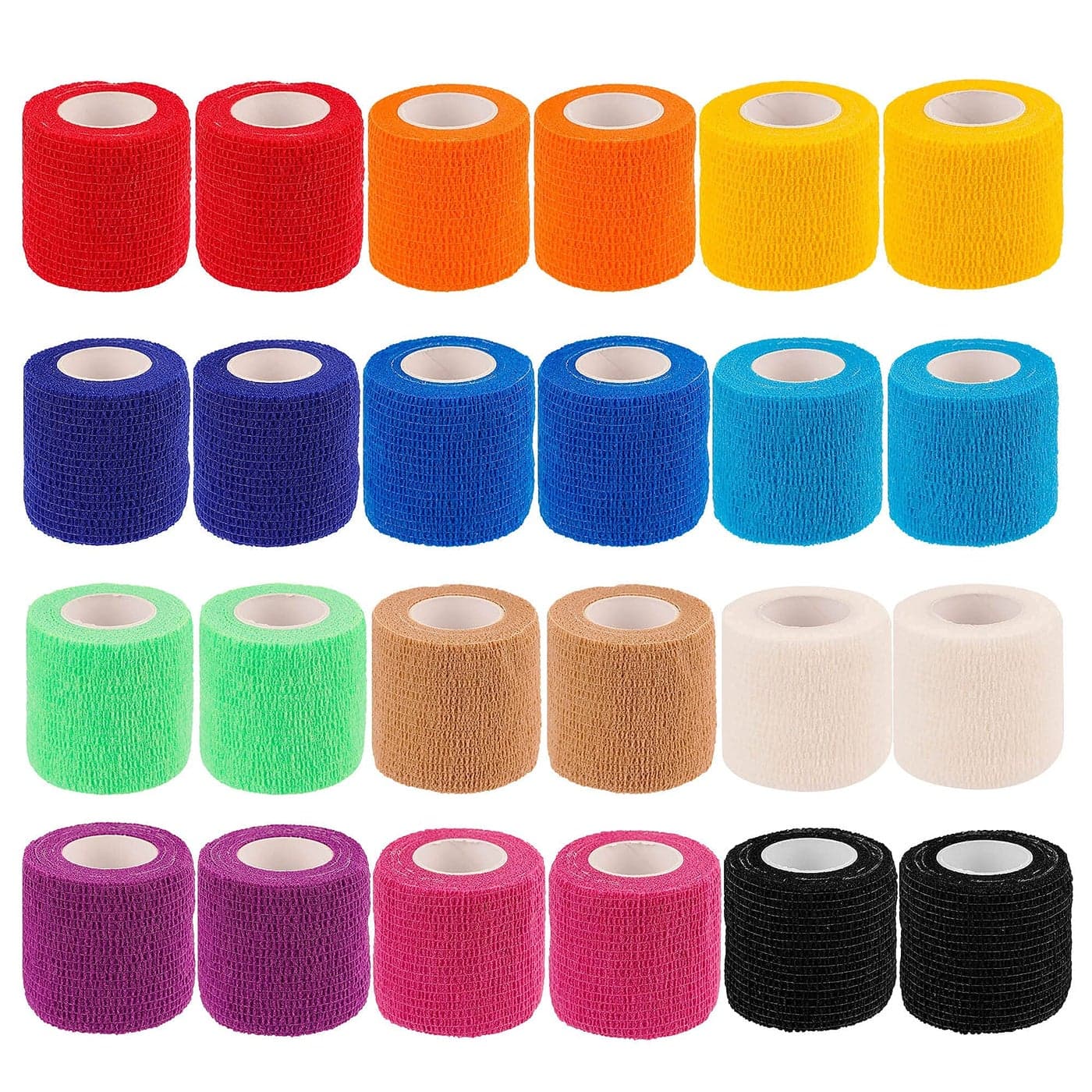 24 Pack Self Adherent Cohesive Wrap Bandages 2 Inches X 5 Yards First Aid Tape Elastic Self Adhesive Tape Athletic Sports wrap Tape Bandage Wrap for Sports Wrist Ankle Rainbow Color