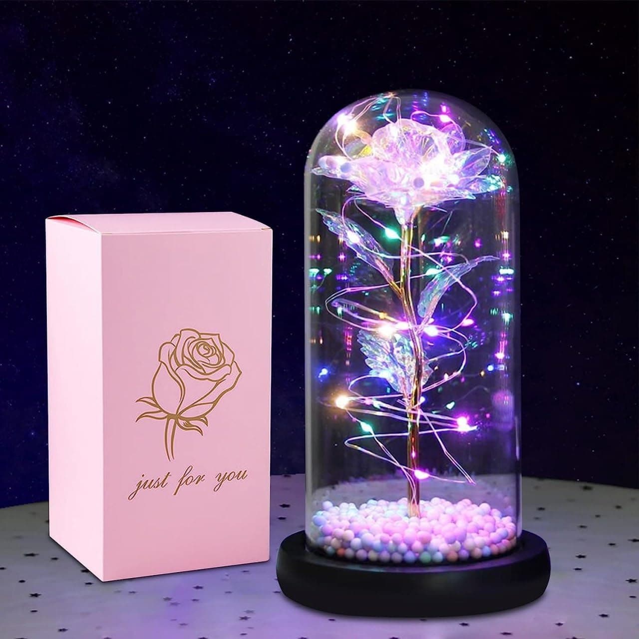 Rose for Women Gifts for Mom Personalized Gifts for Women Womens Gifts for Christmas Cute Unique Glass Rose Flower Gift Womans Gift Ideas Mother Wife Daughter Design 2