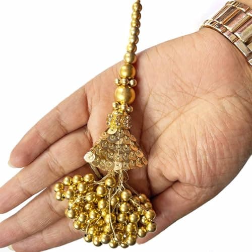 Adikala Craft Store Handmade Work Ethnic Sequin Tassel Latkan Set of 2 for Saree Pallu, Designer Blouse, Dupatta and Lehenga (Golden Beads)