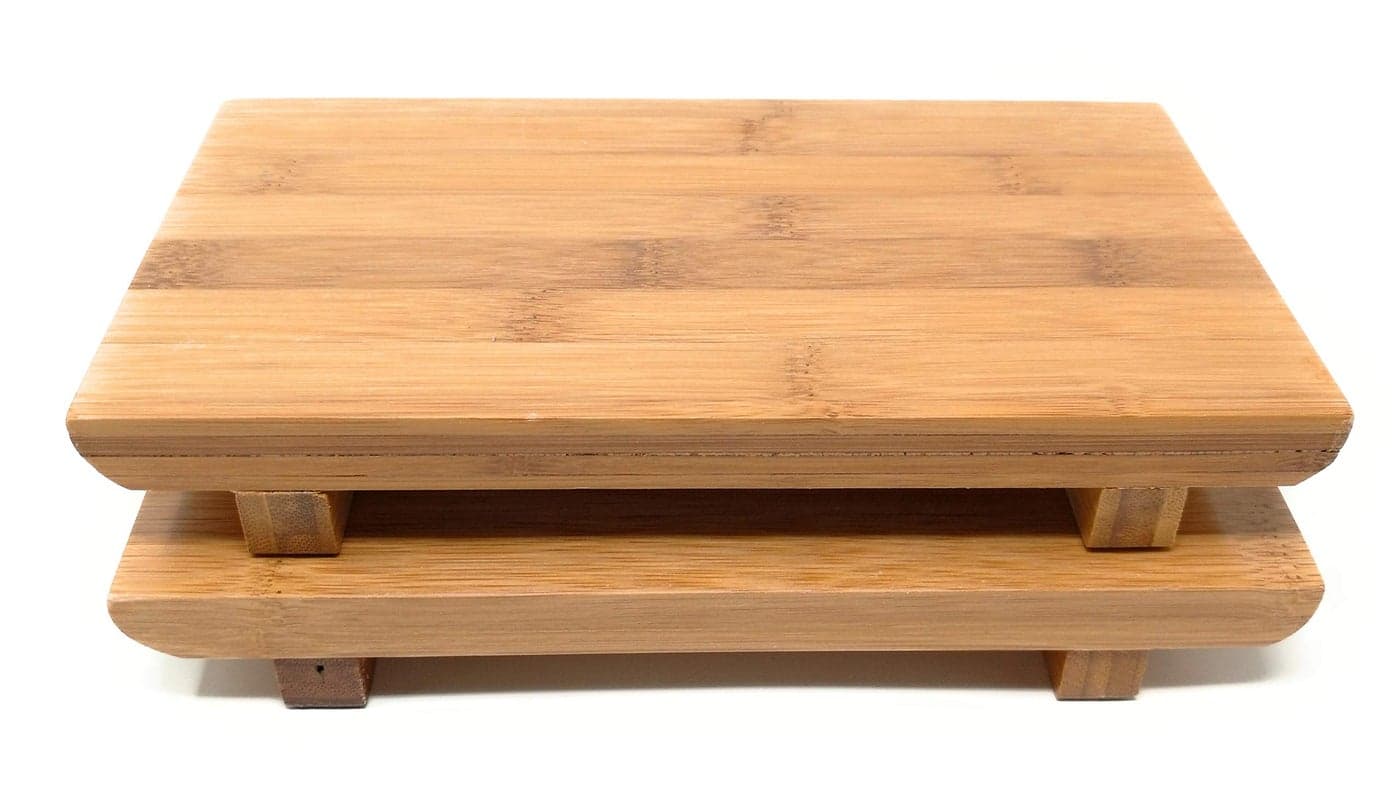 TJ Global Set of 2 Sashimi Sushi Bamboo Serving Geta Plates Japanese Style Tableware Bamboo Sushi Board Cutting Tray L94 x W59