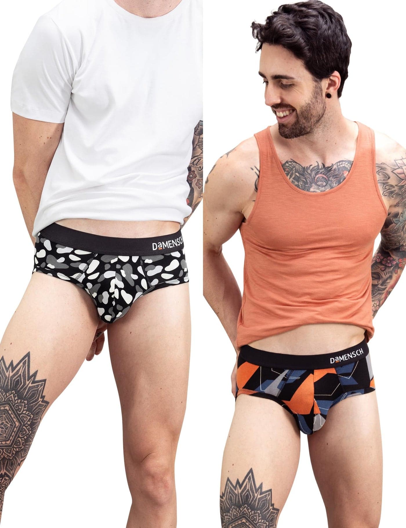 DAMENSCH Men Deo-Soft Supima Modal Briefs-Pack of 2-Breezy Black, Misty Blue-Small