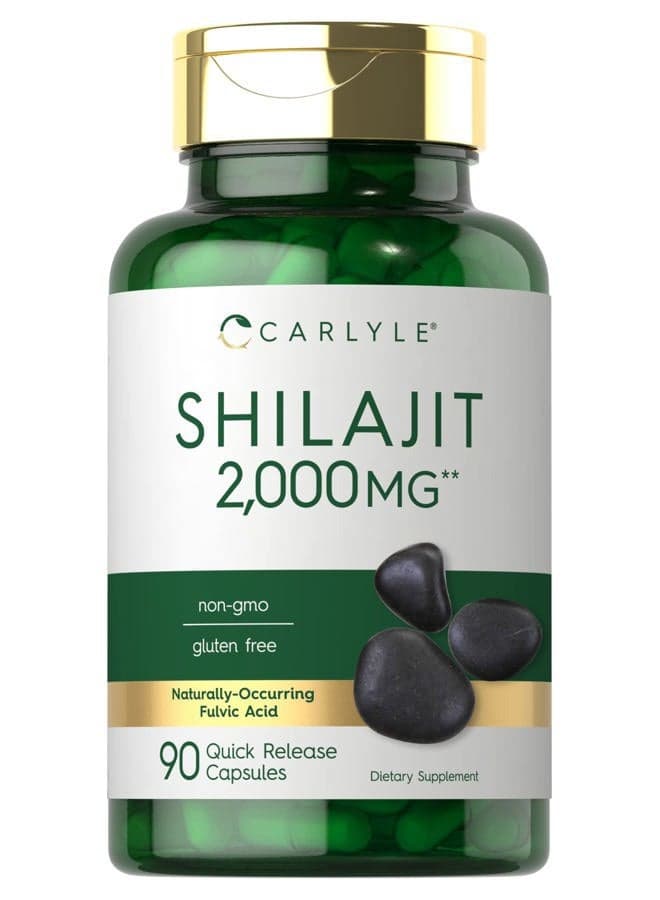 Shilajit Capsules | 2000mg | 90 Count | Non-GMO and Gluten Free Supplement