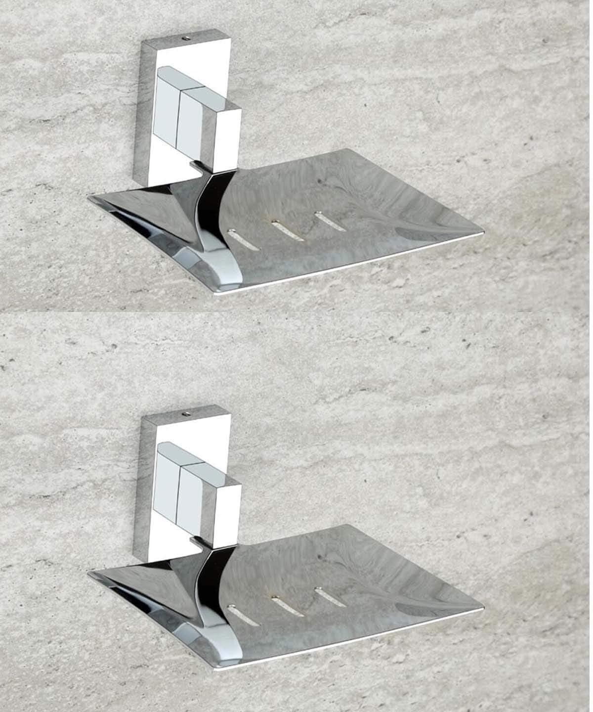 iSTAR Stainless Steel 304 Grade Bathroom Soap HolderSoap StandSoap Dish for BathroomBathroom AccessoriesChrome Finish Made in India Pack of 2