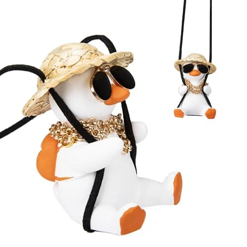 Swinging Duck Car Hanging Ornament, Rear View Mirror Hanging Accessories of Swinging Ducks, Hanging Duck for Car Mirror, Cute Decor Rear View Mirror Accessories Interior for Teens, Men and Women