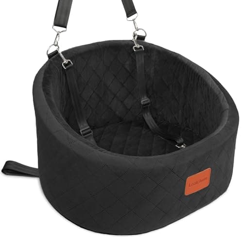 Lealchum Dog Car Seat for Small Dogs Up to 30 Lbs,Ultra Soft Fabric Fill in Comfy Memory Foam,Happy Pet Ride,2 Safety Dog Leashes,Fully Detachable and Washable,Anti Slip Base(Black)