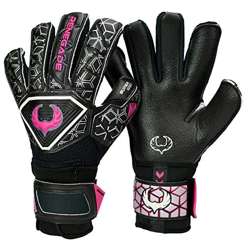 Renegade GK Triton Frenzy Goalie Gloves with Pro-Tek Finger Savers | 3.5+3mm Super Grip & 4mm Duratek | Black & Pink Soccer Goalkeeper Gloves (Size 8, Youth-Adult, Roll-Neg. Hybrid Cut, Level 2)