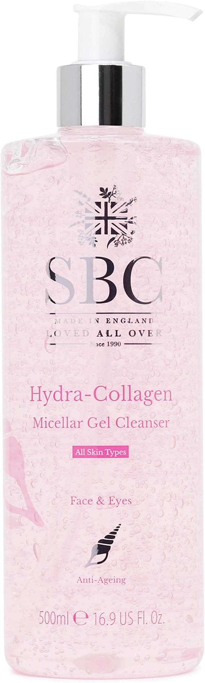 SBC Skincare HydraCollagen Micellar Gel Cleanser 500ml Hydrating Gel Makeup Remover Cleansing AntiAgeing Micellar Gel Soap Free Makeup Remover