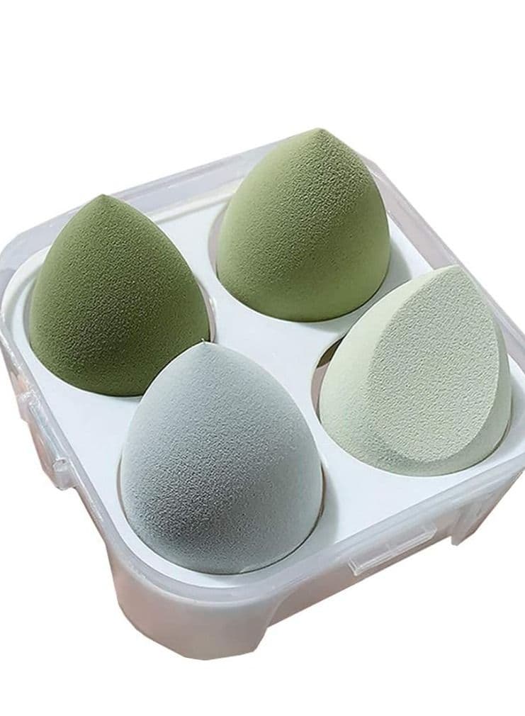 ORiTi Makeup Sponge Set 4pcs Blender Multi-colored Beauty Foundation Blending Sponge for Liquid, Cream, and Powder Dry & Wet Use Makeup Sponge Egg (Green)
