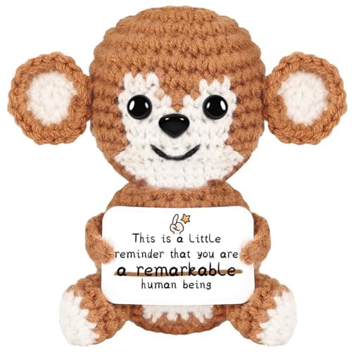 DAFURIET Gifts for HimHer Stuffed Animal WomenMen Thank You Present Handmade Positive Crochet Monkey Emotional Birthday Mothers Day Easter Retirement Gifts for Teacher Friend Coworker Couple