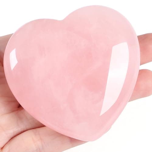 MAIBAOTA 60 mm Rose Quartz Crystals Heart Stone Christmas Stocking Stuffers Valentines Gifts for Her Women Crystal Gifts for Women Natural Reiki Gemstone Polished Heart Shaped Rocks Meditation