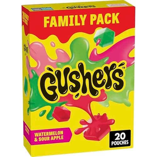 Gushers Fruit Flavored Snacks, Halloween Treats, Watermelon and Sour Apple Flavor, Family Pack, 20 Ct, 16 oz