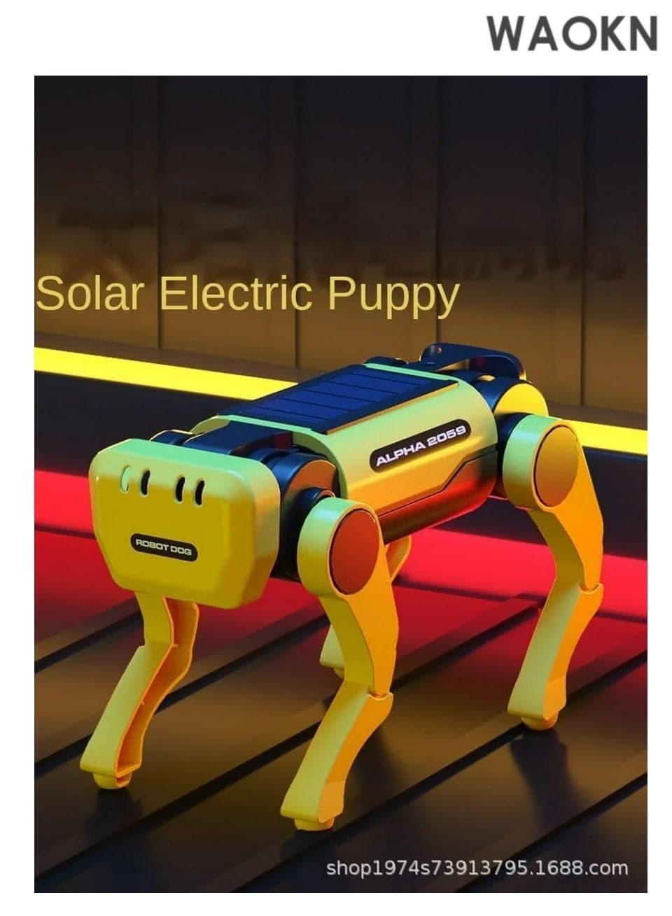 Solar Powered Electric Mechanical Dog, Science and Education Solar Energy Robot Dog, Upgraded DIY Technology Gadget for Parents Seniors, Early Development,Science Educational DIY Assembly Toys Great Gift for Kids, (Yellow)
