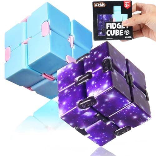 BunMo 2 Pack Infinity Fidget Cube Pocket Fidget Toys for Kids Adults Quiet Folding Desk Fidget with Smooth Hinges Durable ABS Portable Sensory Cube
