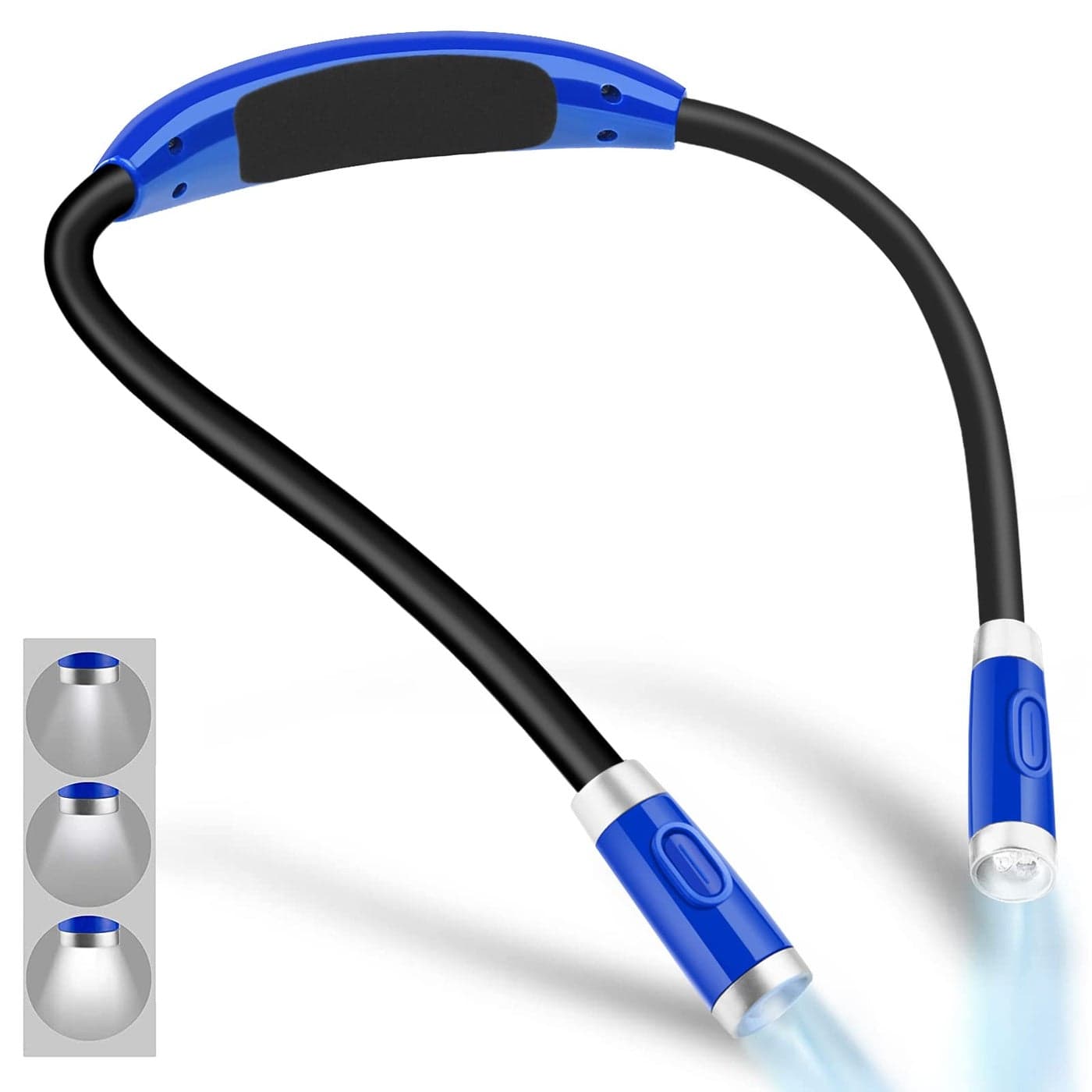 Vekkia Rechargeable LED Neck Reading Light Book Lights for Reading in Bed 3 Brightness Levels Flexible Soft Silicone Arms Comfortable Wear Long Lasting Great for Readers Craft Knitting