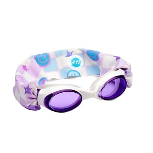 Splash Place KIDS SWIM GOGGLES with Fabric Strap SMILEY TangleFree Swimming Goggles for Kids Comfy Fabric Strap Goggles