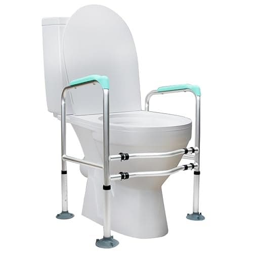 Rehamo Commode Surround with Armrests – Adjustable Toilet Safety Frame & Support Stand for Elderly | Folding Bathroom Support for Seniors | Lightweight Commode Support | 1 Year Warranty