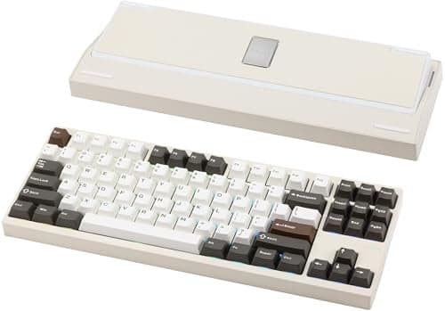 KEEBMONKEY WOBKEY Crush 80 Beta CNC Aluminum Quick-Disassembly Ball-Catch Mount Triple-Mode Connectivity Gaming Mechanical Keyboard with HMX Frost Jade Switch and BSUN Arctic Switch (Pro White)