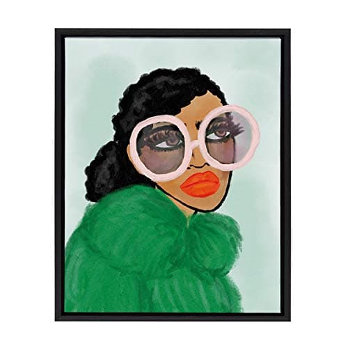 Kate and Laurel Sylvie Green Coat Framed Canvas Wall Art by Kendra Dandy 18x24 Black Chic Vibrant Home Decor