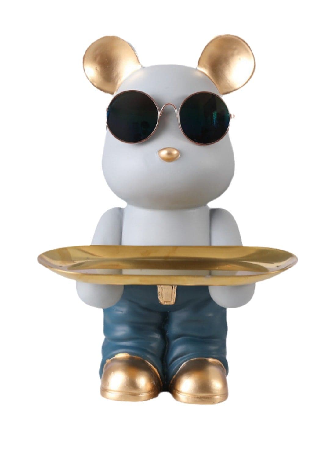 Creative Internet Celebrity Bear Entrance Porch Key Storage Ornaments Home Living Room Shoe Cabinet Decoration gy Bank Gift - Gray+Blue
