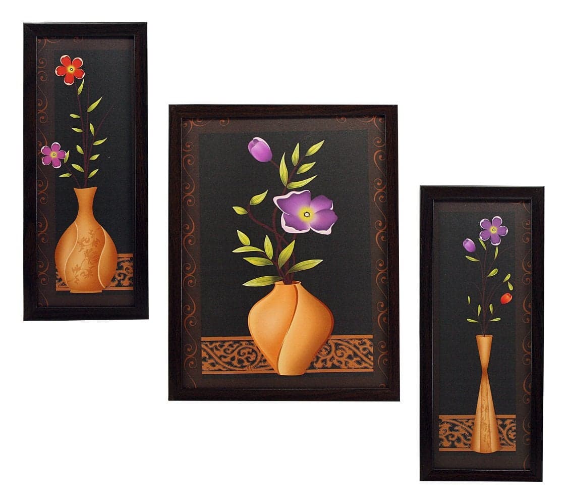 Indianara 3 Piece Set of Framed Wall Hanging Art Prints Paintings
