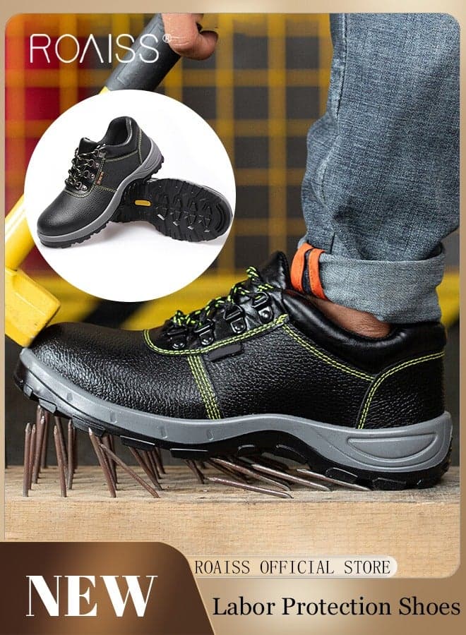 Men Steel Toe Safety Shoes, Puncture Proof Work Shoes, Stylish Sneakers Breathable Running Shoes with Soft Sole, Comfy Low Top Sports Shoes, Suitable for Construction, Industrial Sites, Manufacturing and Outdoor Activities Outdoor Black