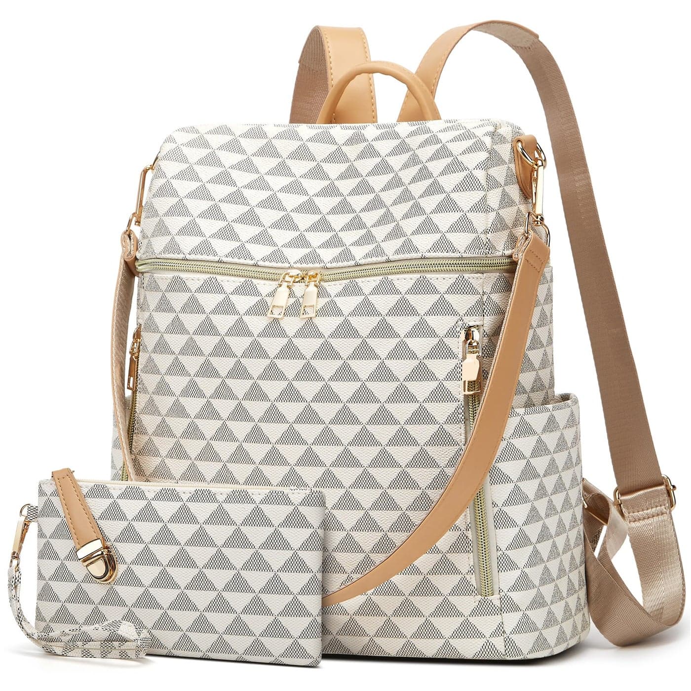 Makes Backpack Purse for Women PU Leather Travel Satchel Handbag Convertible Design Bag with Purse 2 Piece