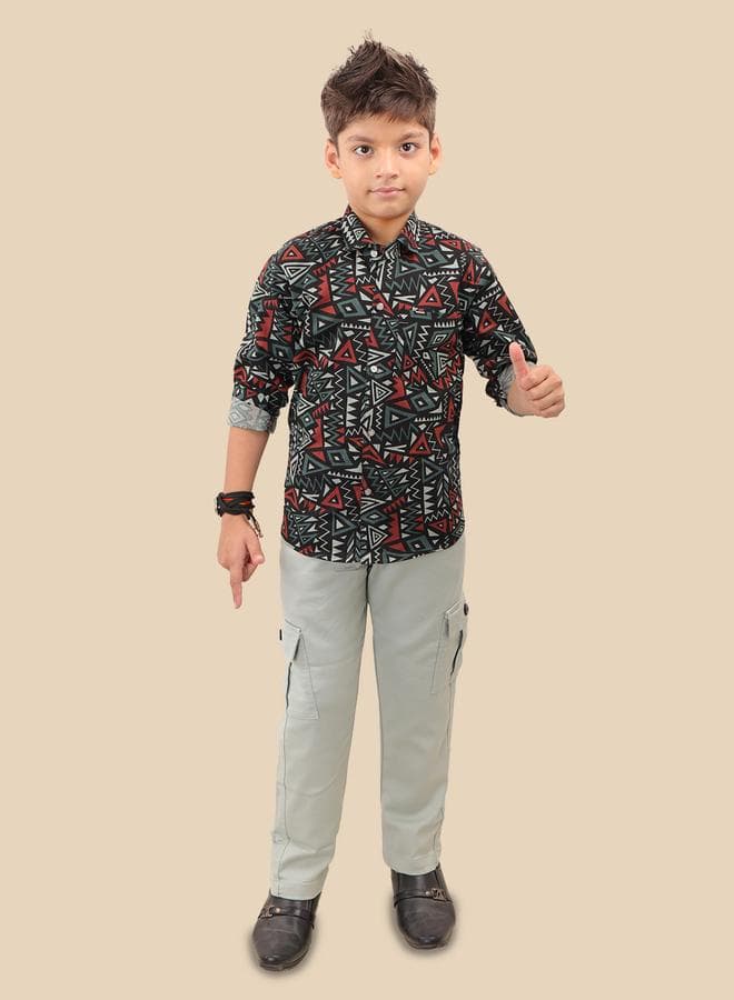 Ts Trends All-Over Print Long Sleeve Shirt and Pants Set