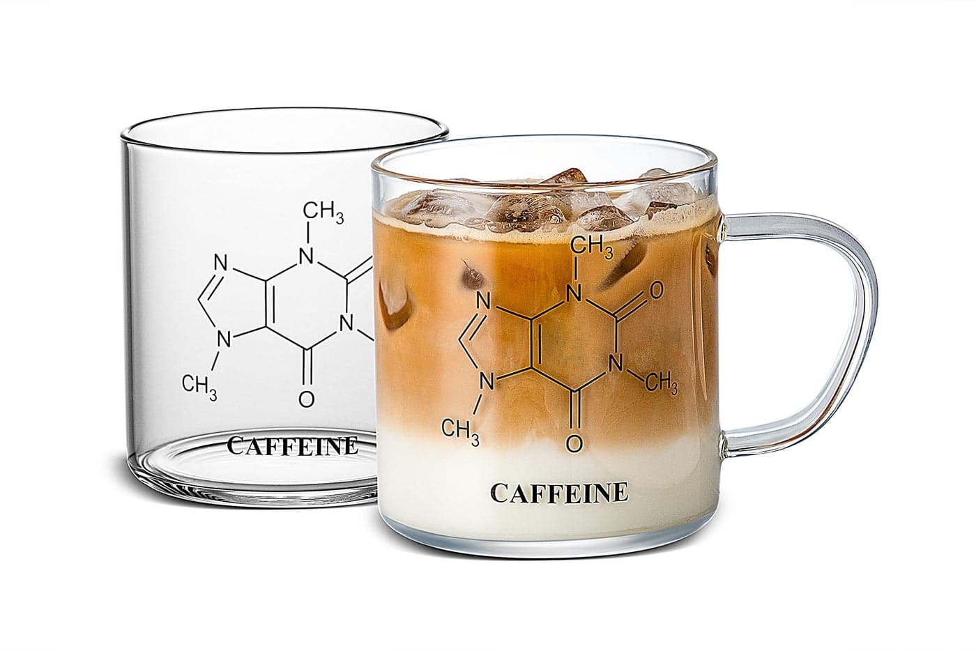 LUXU Glass Coffee Tea Mugs Set of 2Clear Coffee Cups for Hot or Cold BeveragesLarge Wide Mouth Drinking GlassesGreat for MochaLatteMilkCappuccinoWater and Juice 14 oz