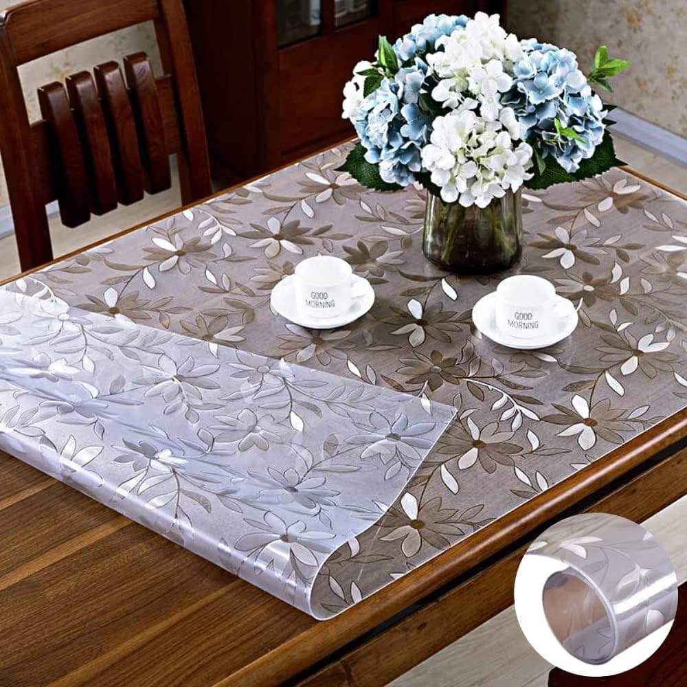 Qlarity Covers 15mm Thick Leaf Dining Table Cover 6 Seaters 35 X 68 inches 88 X 172 cm Heat Resistant Transparent Table Protector Waterproof Customized Sizes