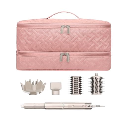 ARLMEGOR DoubleLayer Travel Carrying Case for Revlon OneStep Hair Dryer BrushVolumizer Styler Shark FlexStyle Attachment Portable Storage Organizer Bag Hair Tools Travel Bag Pink
