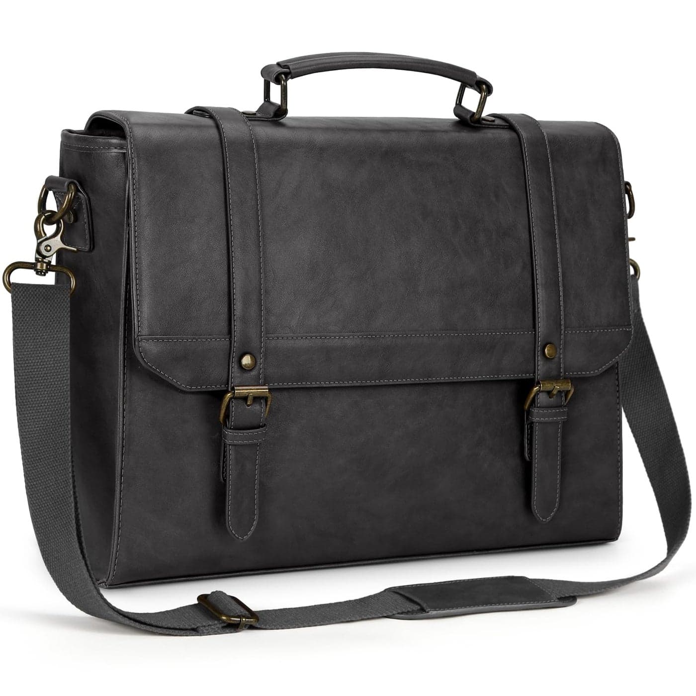 IGOLUMON Messenger Bag for Men 156 inch Vintage Leather Waterproof Laptop Briefcase Large Computer Laptop Bag Leather Satchel Bag Retro Shoulder Bag Grey