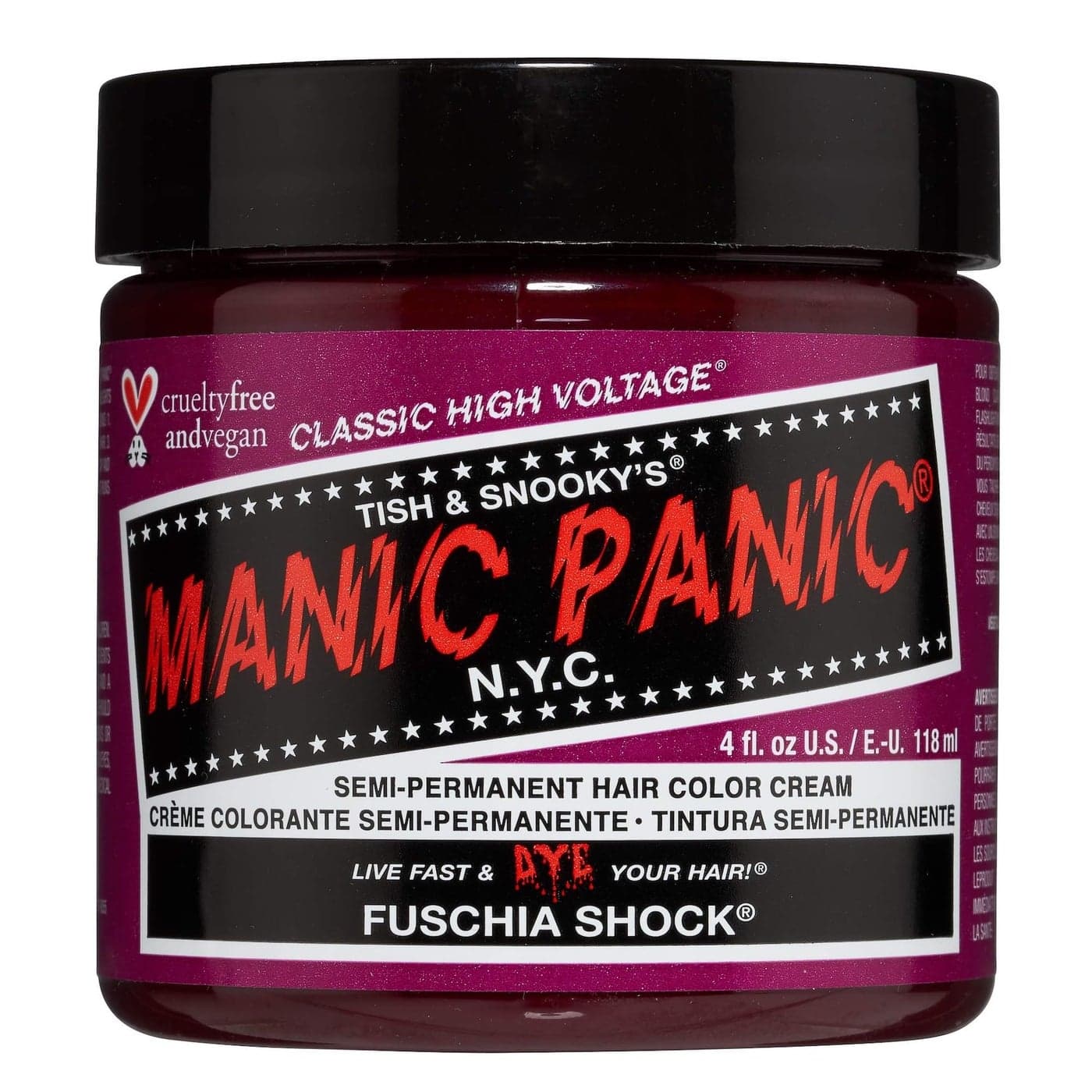 MANIC PANIC Classic Fuschia Shock Semi Permanent Hair Color Dark Pink Hair Dye for Women Men That Lasts 46 Weeks Vegan Ammonia CrueltyFree Create Mix Custom Shades 4oz