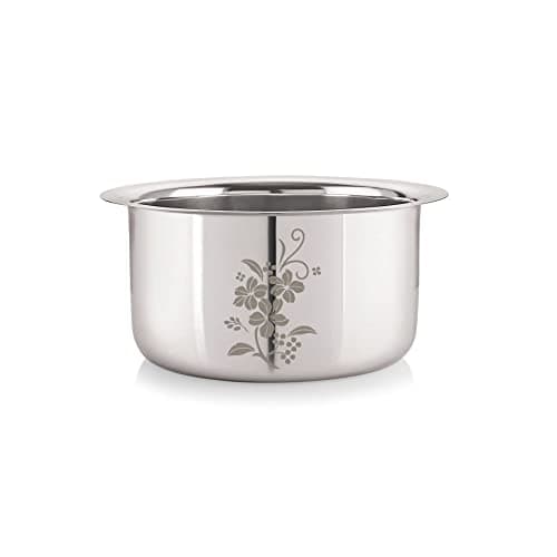 Neelam Stainless Steel 12, 22 Gauge, Induction & Gas Stove Friendly, Laser Etching Flat Bottom Tope/Patila/Topiya, 1950 ml, Ideal for Boiling, Steaming, and Cooking, with Excellent Heat Retention