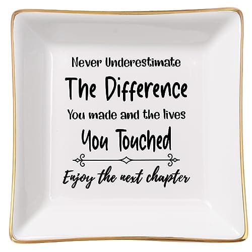 Spegiffu Retirement Gifts for Women Coworker Leaving Gifts Going Away Gift Retirement Gift Jewelry Dish for Friends Retired Teachers Nurses Doctor Boss Goodbye Farewell Gifts for Coworkers New Job