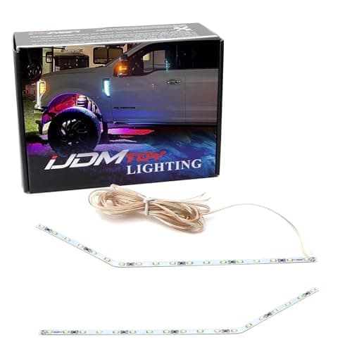 iJDMTOY Xenon White LED Background Illumination Kit Compatible with 2017-2021 Ford F250 F350 F450 Super Duty Side Fender Chrome Emblem
