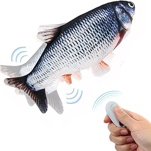 Tocirelo Remote Control Cat Toy Interactive Catnip Toys for Indoor Cats 11 Realistic Electric Flopping Fish Kiten Kicker Toy Automatic Moving Floppy Fish for Bored Kitten and Small Dogs