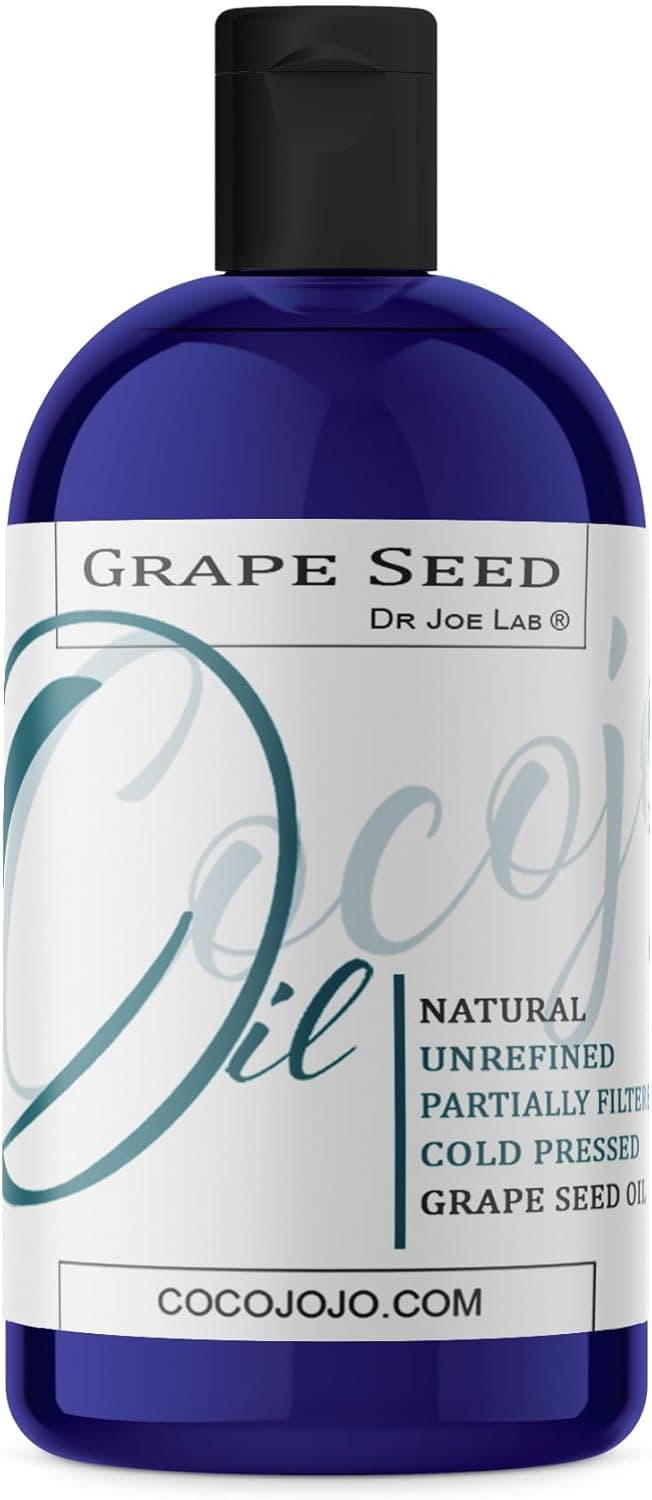 Dr Joe Lab Grapeseed Oil 16 oz Pure Natural Grape Seed Cold Pressed Virgin Bulk Unscented for Hair Face Skin Body Nails Massage Moisturizing Packaging May Vary