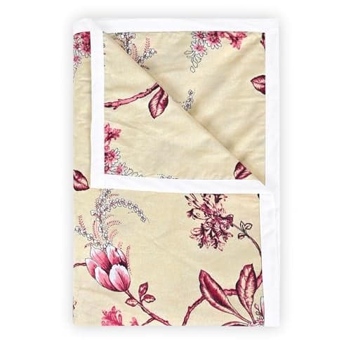 Divine Casa Floret 100% Cotton Double Dohar | 120 GSM | Soft & Lightweight Throw Blanket | Reversible Design | Cozy & Breathable Bedding | All-Season Comfort | 220 x 205 CM, Summer Fern
