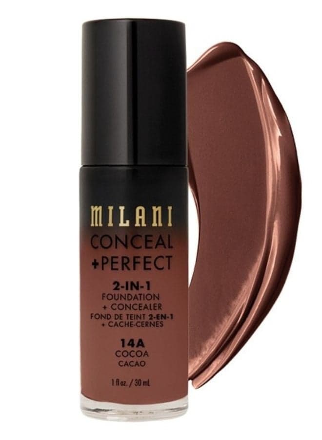 Milani Conceal + Perfect 2-in-1 Foundation + Concealer – 14 A Coca Full-Coverage, Long-Wear, 30ml