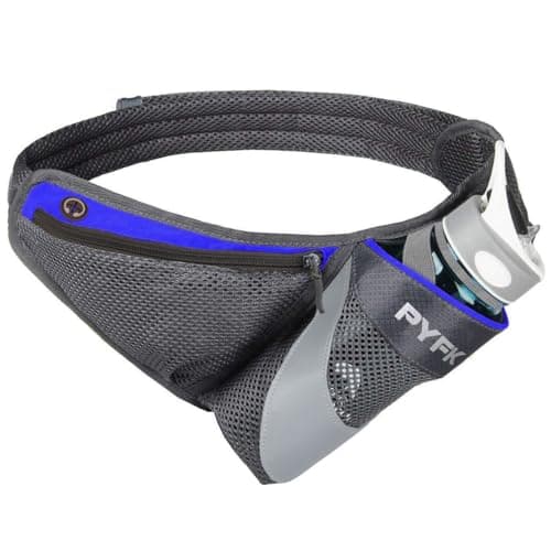 PYFK Running Belt Hydration Waist Pack with Water Bottle Holder for Men Women Waist Pouch Fanny Bag Reflective (Blue)