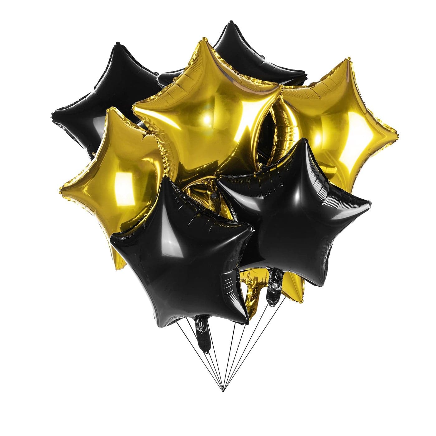 18 Black Gold Big Balloons Star Foil Mylar Helium Balloons for Party Decorations Pack of 20