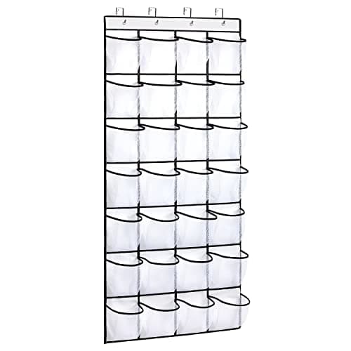 REGELETO 28 Large Pocket Over the Door Shoe Organzier, Hanging Shoe Rack for Door Large Capacity Shoe Organizer Holder with 4 Metal Hooks.
