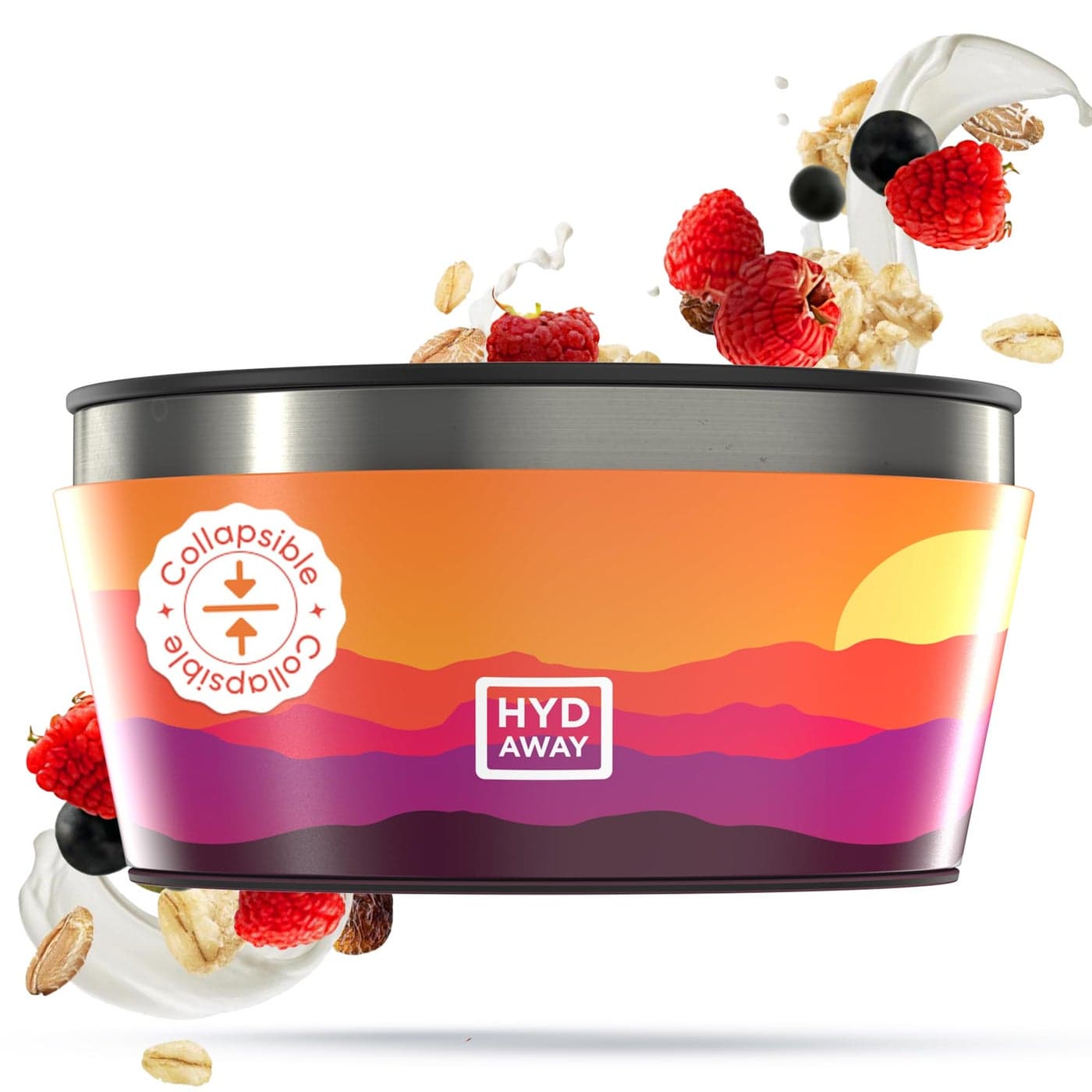 HYDAWAY 1Quart Collapsible Insulated Bowl with Lid BPAFree LeakResistant SpaceSaving Camp Bowl Ideal for Hiking Travel Outdoor Meals